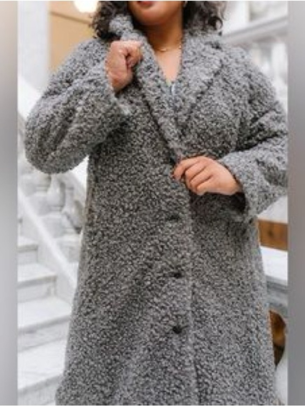 Grey Faux Teddy Coat